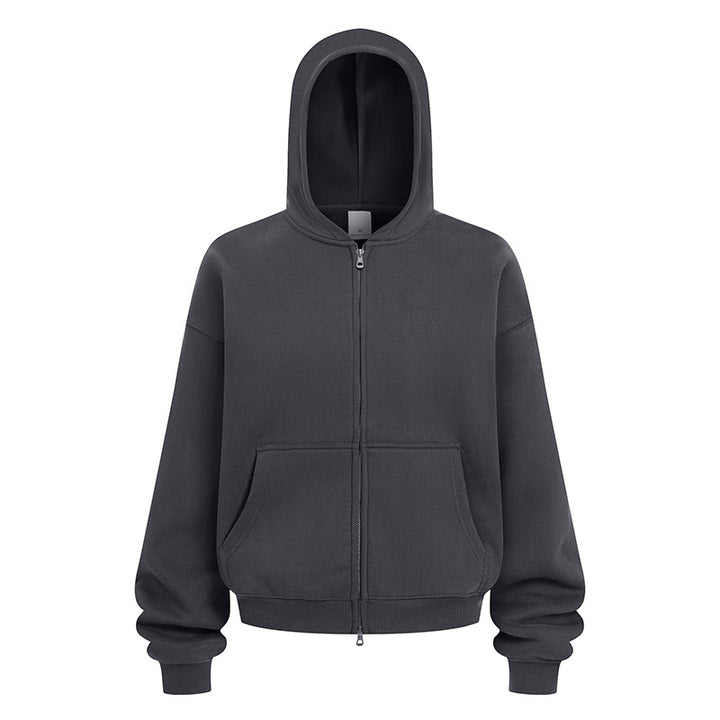 Damen entspannte Kapuzenjacke aus weichem Sweatmaterial mit praktischen Seitentaschen Drune