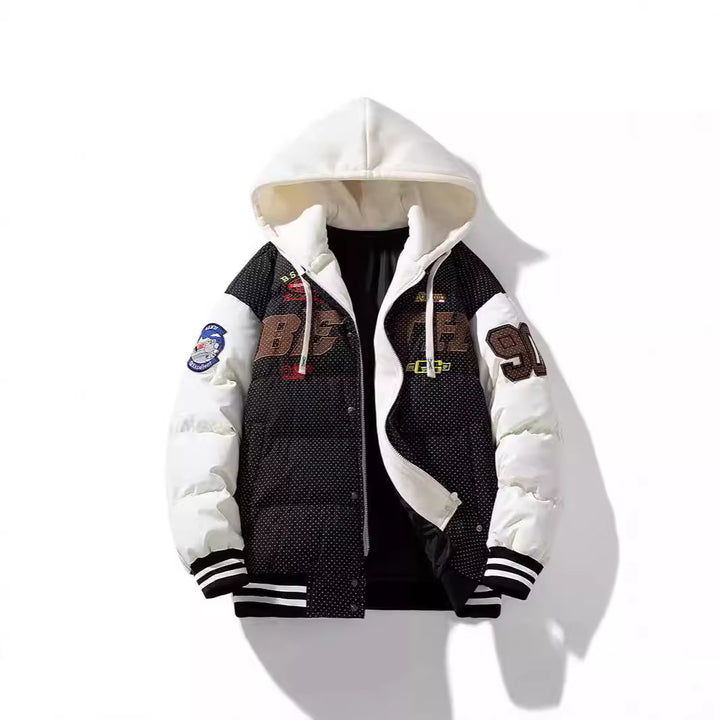 Herren Steppparka mit wattierter Kapuze und Kunstfellbesatz Drune