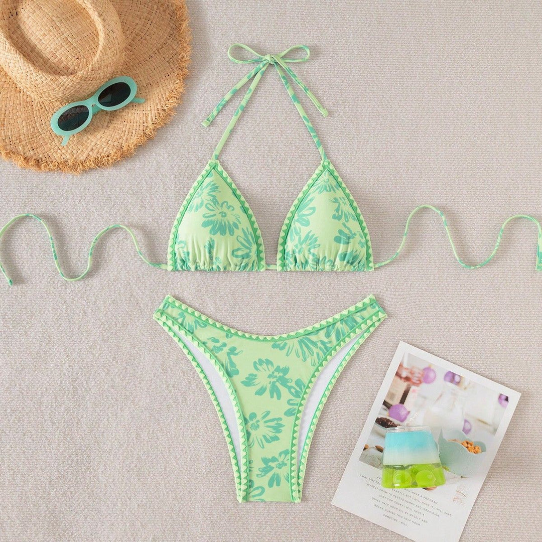 Damen Triangel-Bikini mit verspieltem Blumenmuster Drune