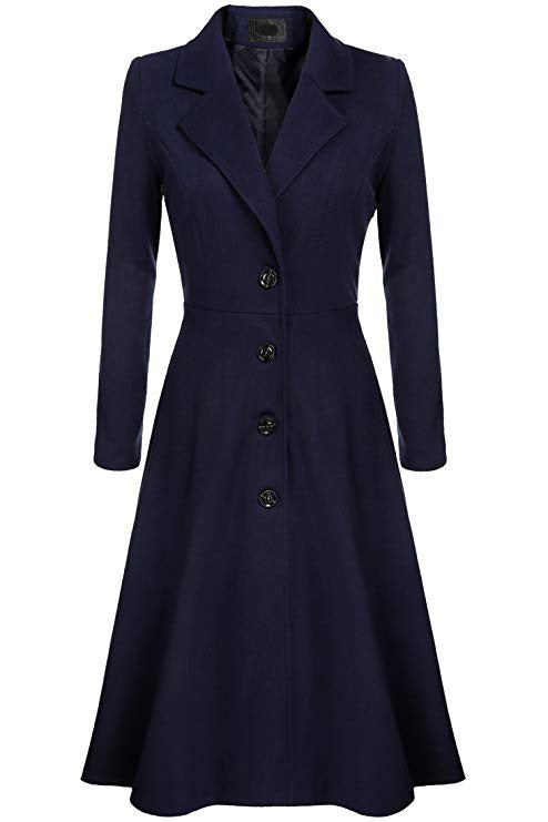 Damen eleganter Trenchcoat mit strukturiertem Fleece und kunstvollen Knopfdetails Drune