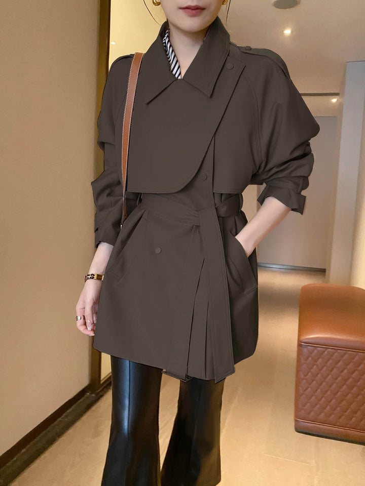 Damen Modernes Trenchcoat mit Taillengürtel Drune