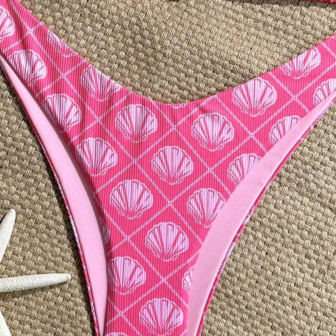Damen Triangel-Bikini mit maritimem Muschel-Muster Drune