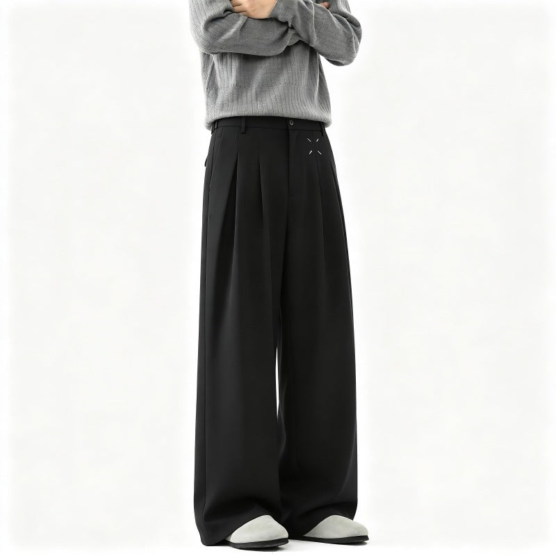 Herren Extrawide Palazzo-Hose mit hoher Taille, Bundfalten und weitem Bein Drune