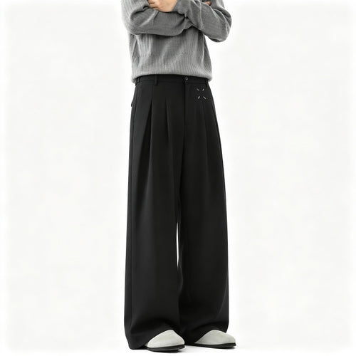 Herren Extrawide Palazzo-Hose mit hoher Taille, Bundfalten und weitem Bein Drune
