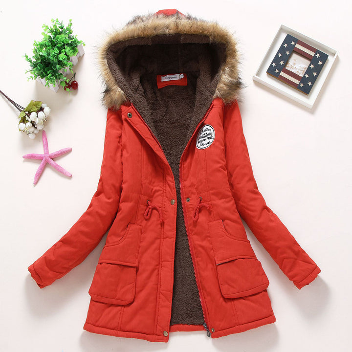 Damen nan hochwärmender Winterparka mit Teddy-Innenfutter, Tunnelzug und Kunstfellbesatz Drune