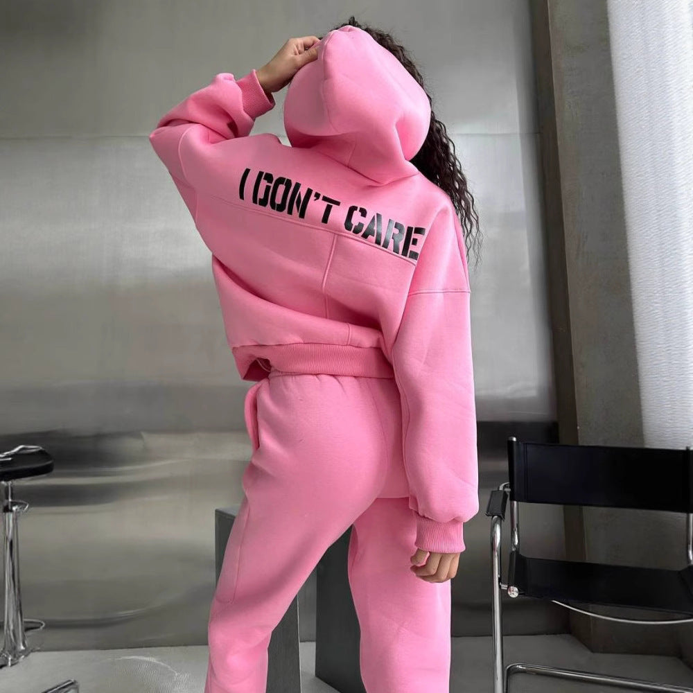 Damen Oversized Hoodie- und Jogginghose-Set aus French-Terry mit Statement-Print Drune