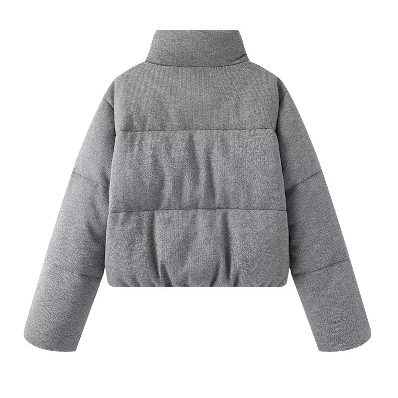Damen nan cropped Teddy-Steppblouson mit hohem Kragen und verdecktem Reißverschluss Drune