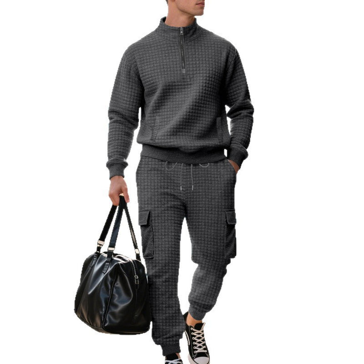 Herren Funkelndes Freizeit-Ensemble mit hohem Kragen und praktischen Taschen Drune