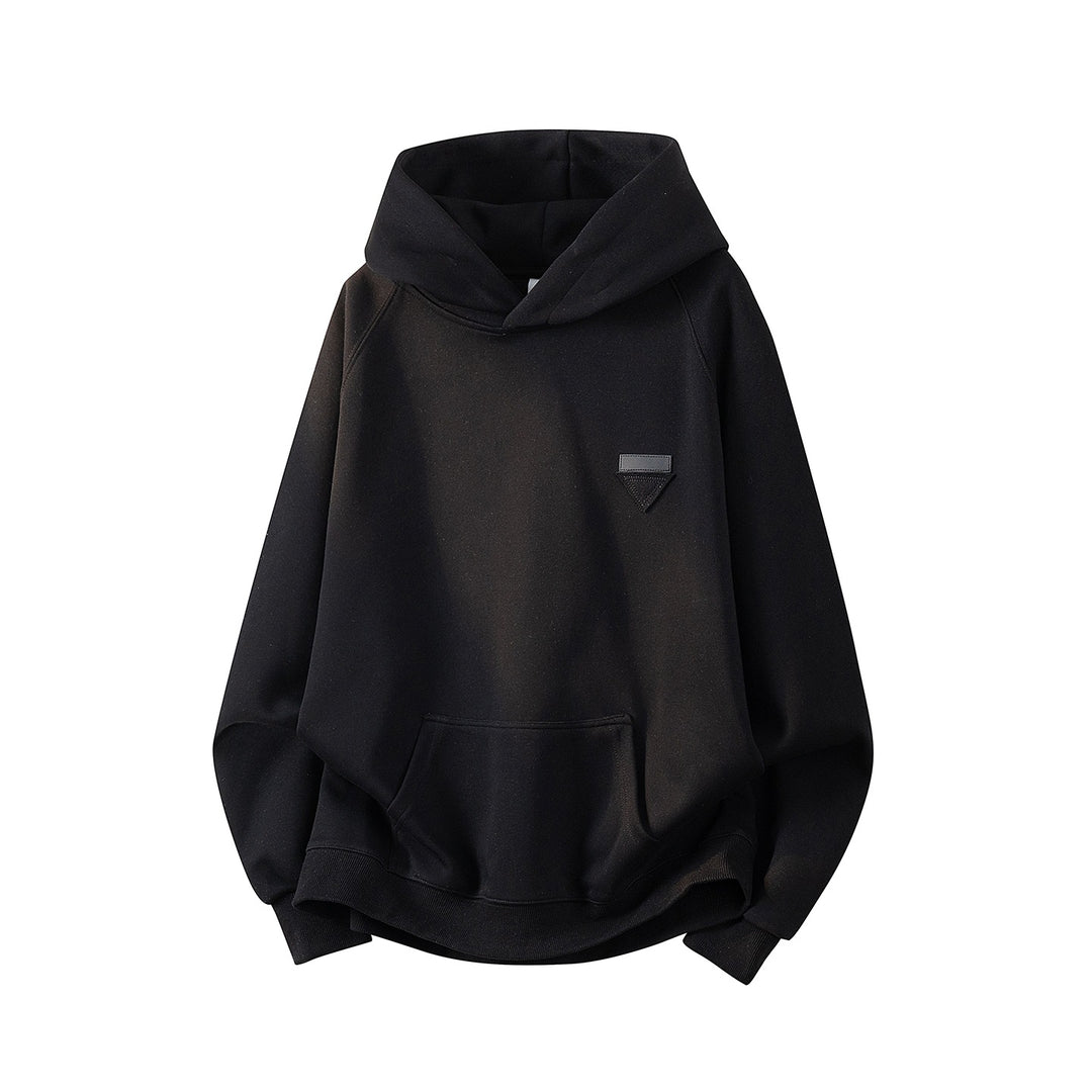 Unisex Oversize Kapuzenpullover mit handschriftlichem Grafik-Print, Kängurutasche & geripptem Saum Drune
