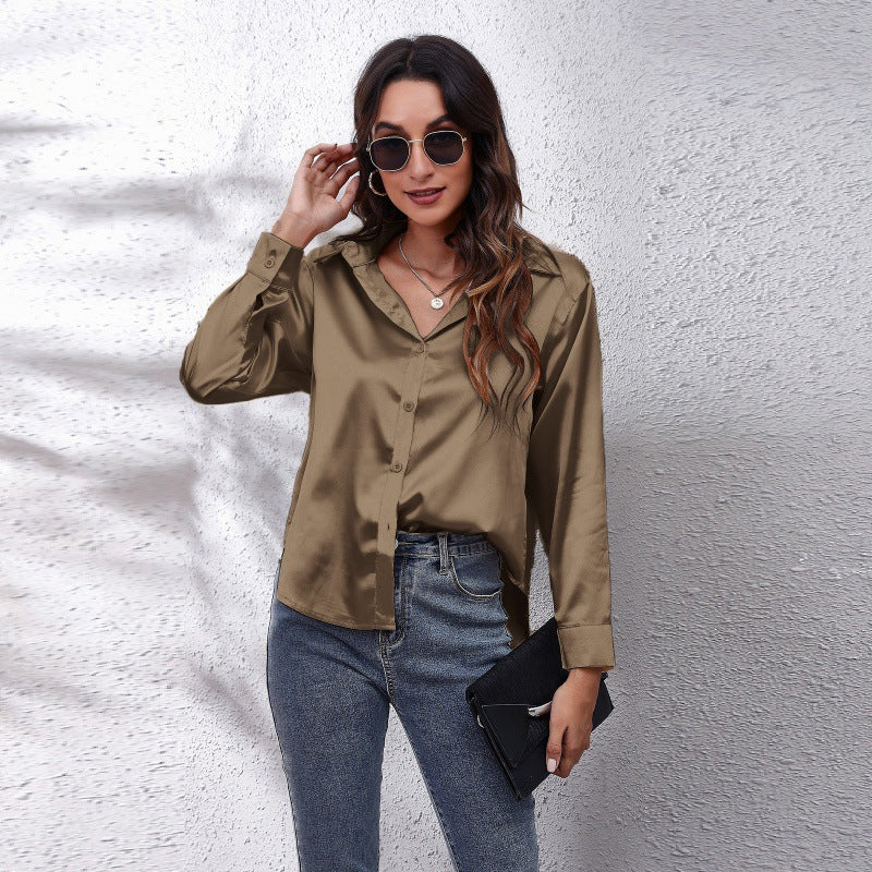 Damen elegante Satinbluse Drune