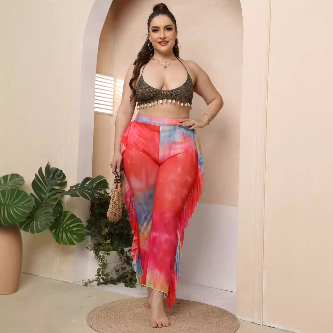 Damen elegante und luftige Strandhose mit Rüschendetails Drune