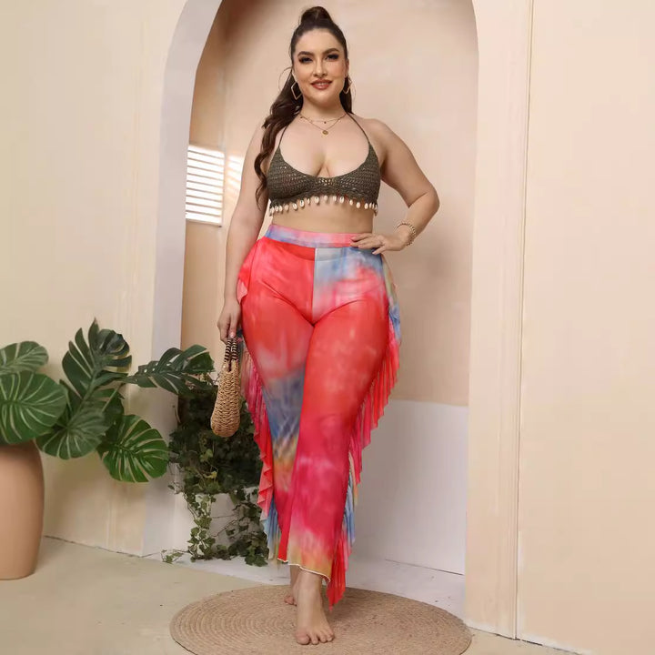 Damen elegante und luftige Strandhose mit Rüschendetails Drune
