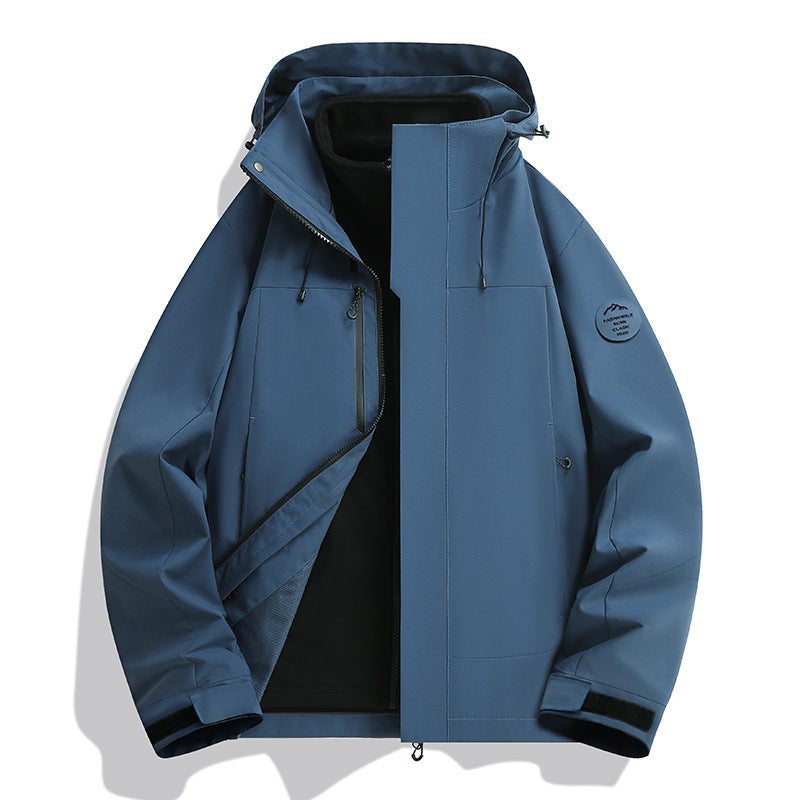 Herren Wetterfeste Softshelljacke mit Fleece‑Innenfutter, verstellbarer Kapuze & Reißverschluss‑Brusttasche Drune