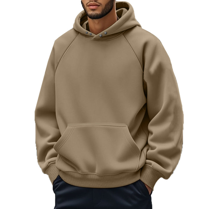 Unisex nan weicher Baumwollfleece Kapuzenpullover mit Kängurutasche und Raglanärmeln Drune