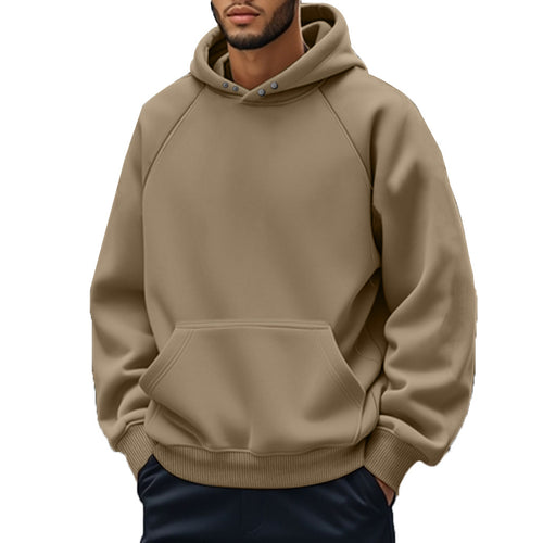 Unisex nan weicher Baumwollfleece Kapuzenpullover mit Kängurutasche und Raglanärmeln Drune