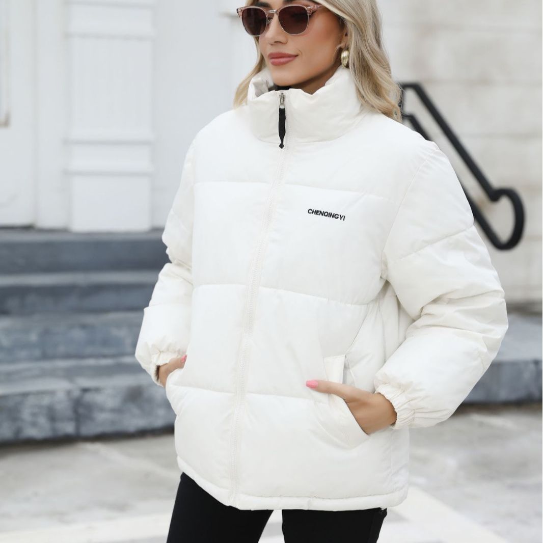 Damen Wattierte Oversize-Steppjacke mit Stehkragen und Kordelzugsaum Drune