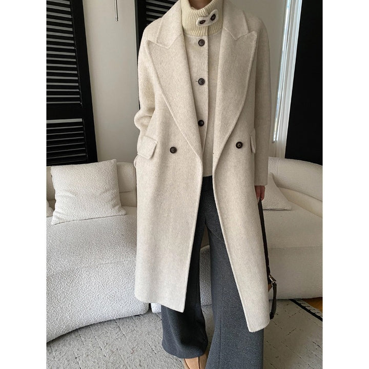 Damen eleganter Wollmantel mit doppelter Knopfleiste und oversized Schnitt Drune