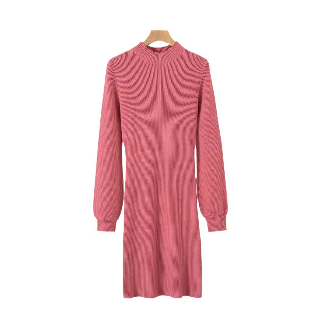 Damen elegantes Strickkleid mit hohen Ärmeln und strukturiertem Design Drune