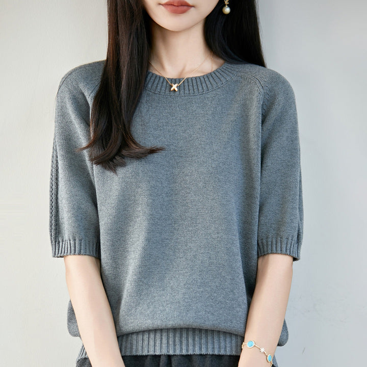 Damen Kurzarm Cashmere-Mix Pullover Drune