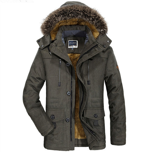 Herren Parka mit abnehmbarer Kapuze, wärmender Teddyfutter-Innenlage und Multifunktions-Taschen Drune