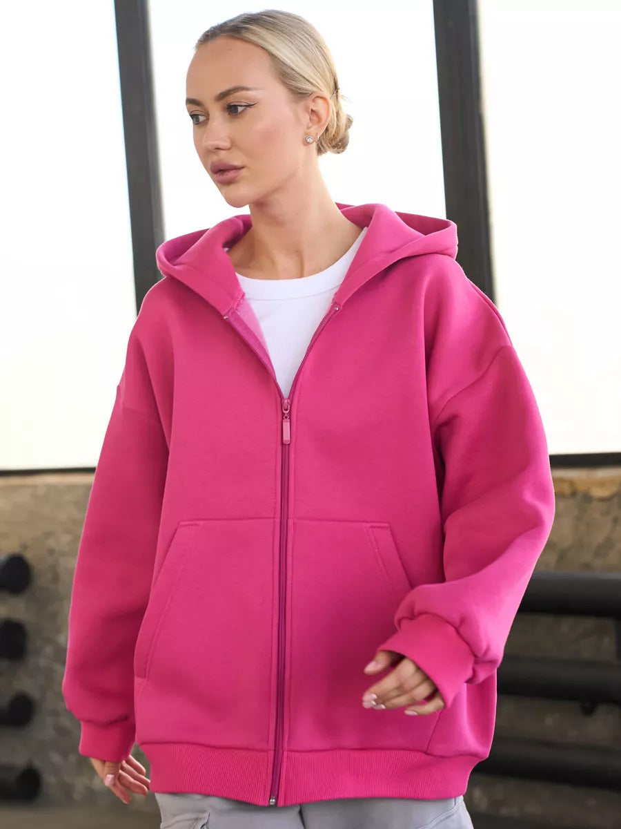 Damen Bequemer Fleece-Kapuzenjacke Drune