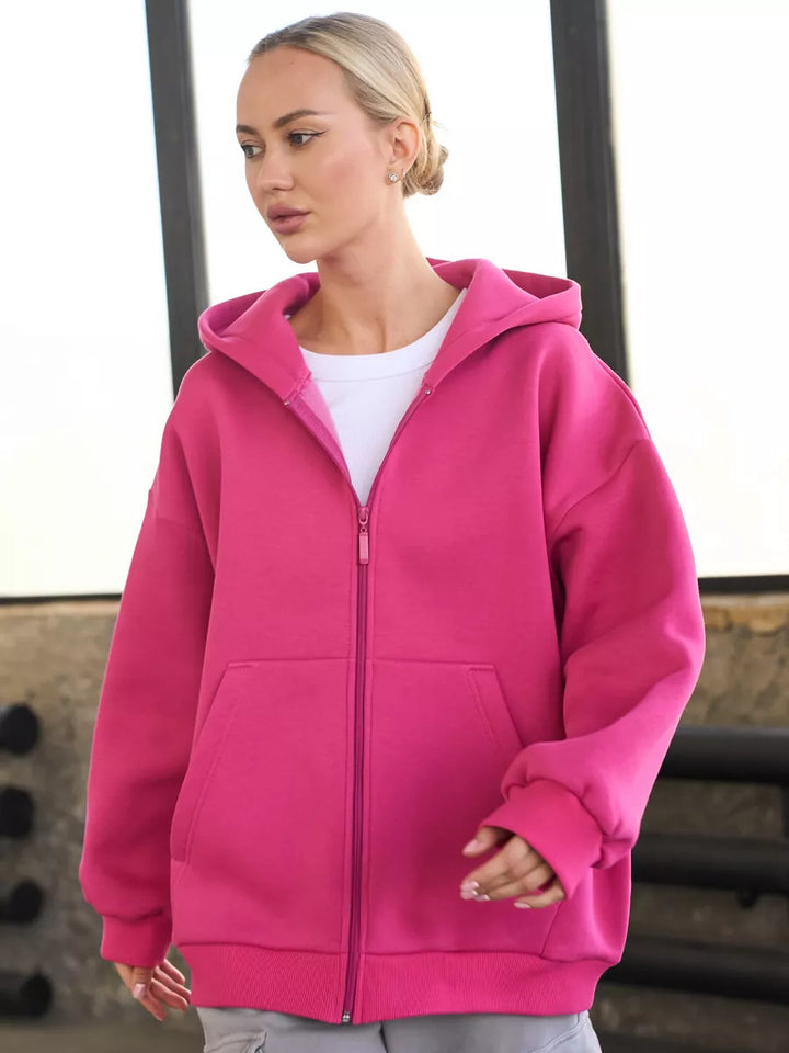Damen Bequemer Fleece-Kapuzenjacke Drune