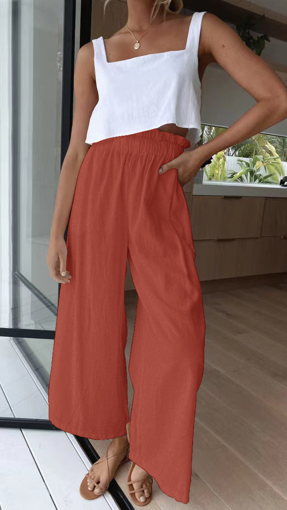 Damen weite Palazzo-Hose mit elastischem Bund und bequemer Passform Drune