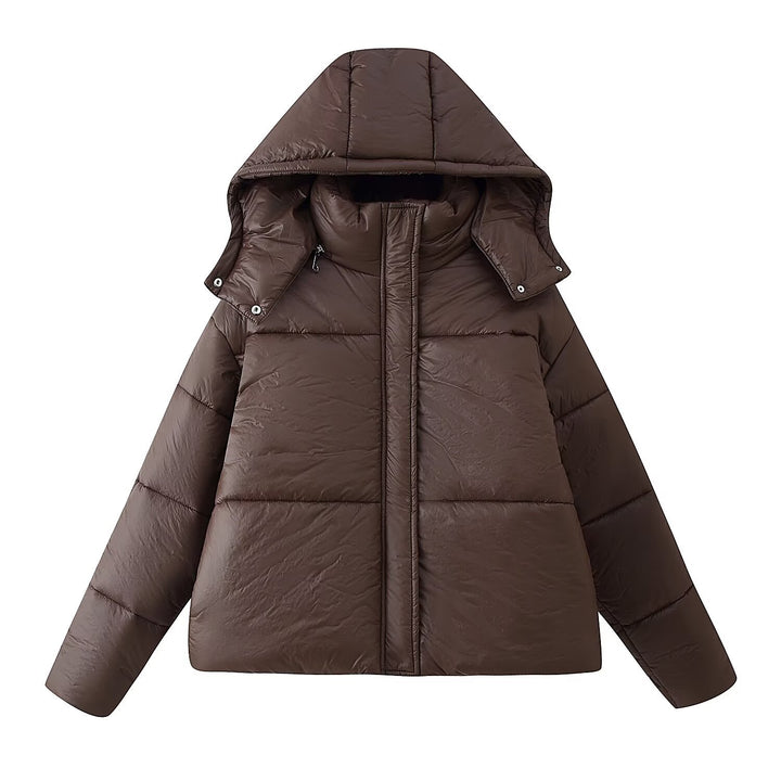 Damen 40+ kurzer gesteppter Pufferjacke mit voluminöser Kapuze und Stehkragen Drune