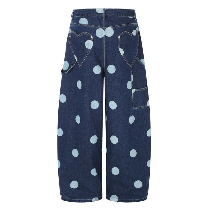 Damen Hochtaillierte Culotte-Jeans mit weitem Bein und Punktmuster Drune