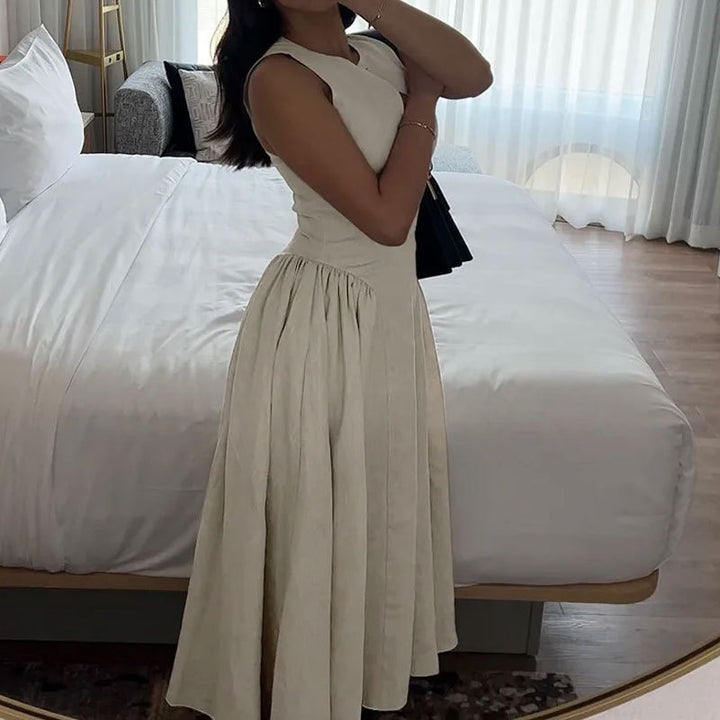 Damen Maxikleid mit schickem Schlüsseleffekt und voluminösem Rock Drune