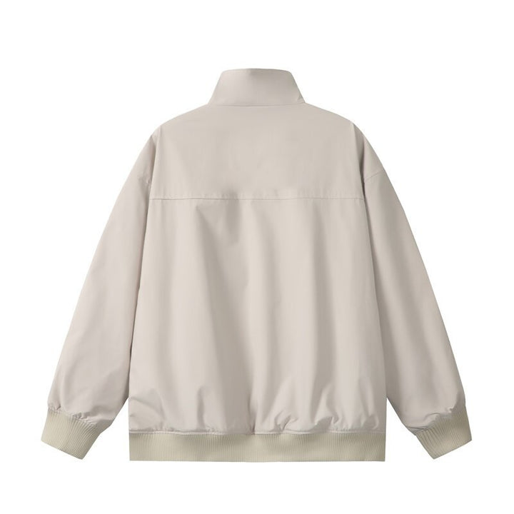 Unisex Kurz geschnittene Oversize-Bomberjacke mit Stehkragen, verdeckter Frontblende und Rippenbündchen Drune