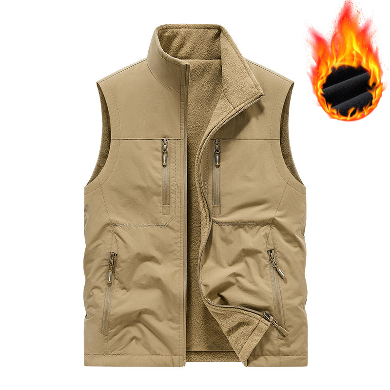 Herren Gefütterte Outdoor-Thermoweste mit Fleece-Innenfutter, Reißverschlusstaschen & winddichter Außenlage Drune
