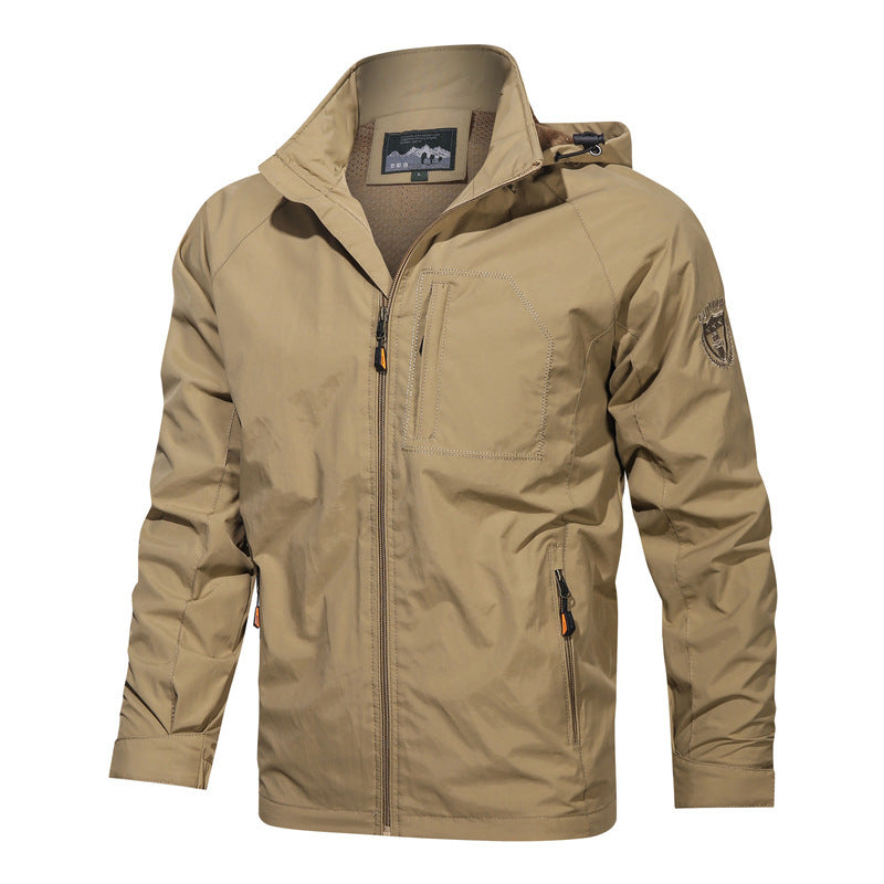 Herren nan leichte wasserabweisende Softshell Outdoorjacke mit Kapuze Brusttasche Drune