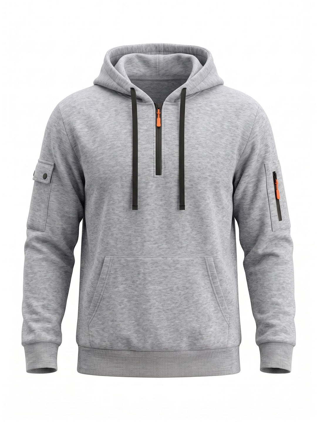 Herren Kapuzenpullover mit halbem Reißverschluss und Utility-Ärmeltasche Drune