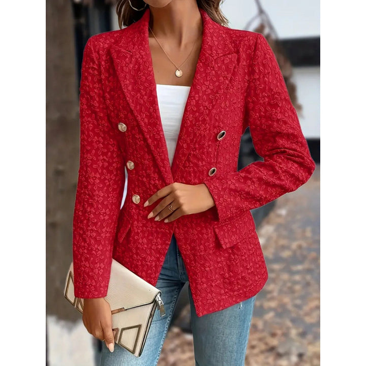 Damen Eleganter Blazer mit strukturiertem Muster und doppelter Knopfleiste Drune