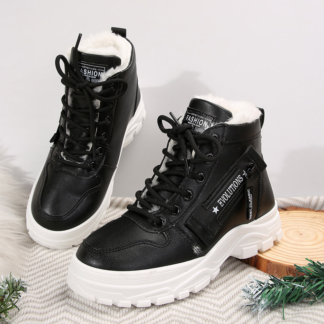 Damen  gefütterte High-Top Sneaker-Boots mit dicker Profilsohle und seitlichem Reißverschluss Drune