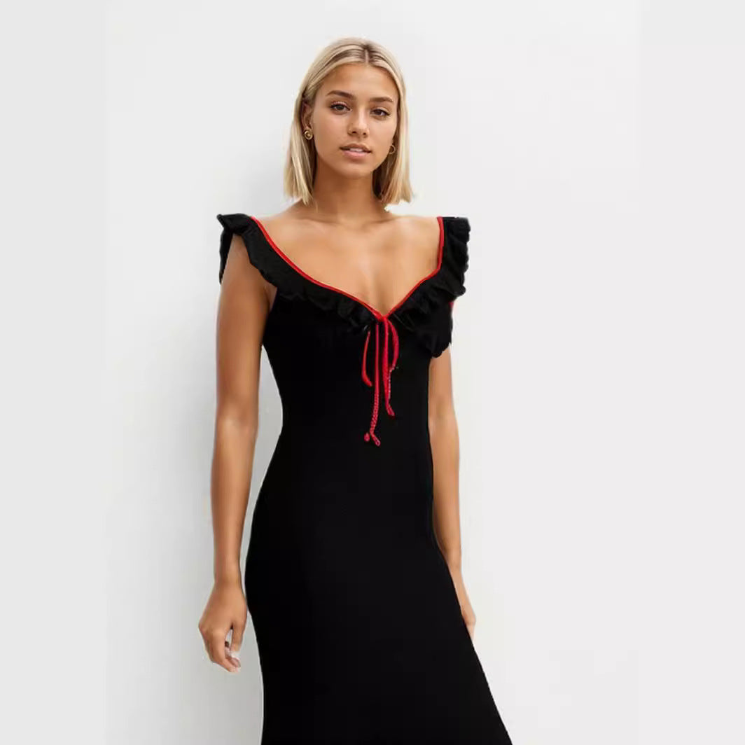 Damen Fließendes Maxikleid mit Rüschendetails Drune