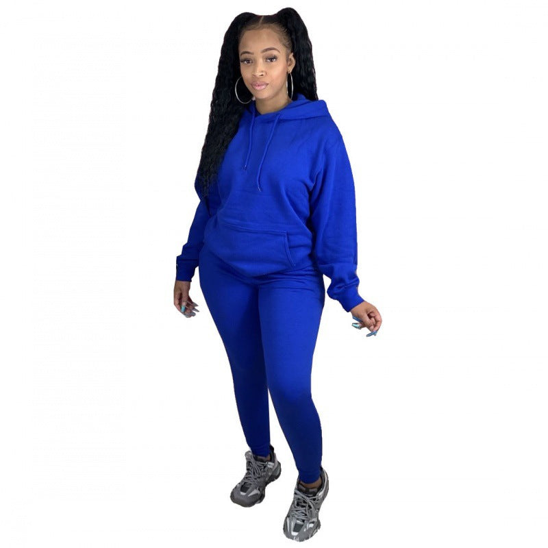 Damen Zweiteiliges Freizeitset mit Oversize Kapuzenpullover und Leggings mit hohem Bund, schmaler Passform Drune