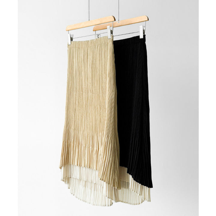 Damen Eleganter Plissierter Rock mit asymmetrischem Saum Drune