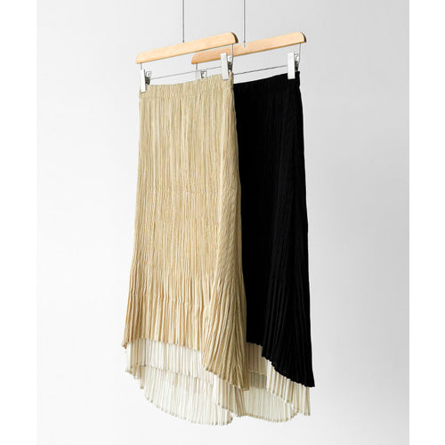 Damen Eleganter Plissierter Rock mit asymmetrischem Saum Drune
