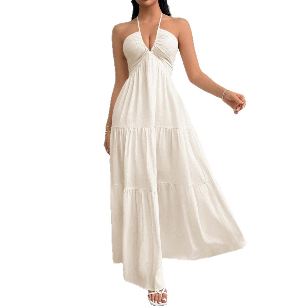 Damen Maxikleid mit schulterfreiem Design und Faltenwurf Drune
