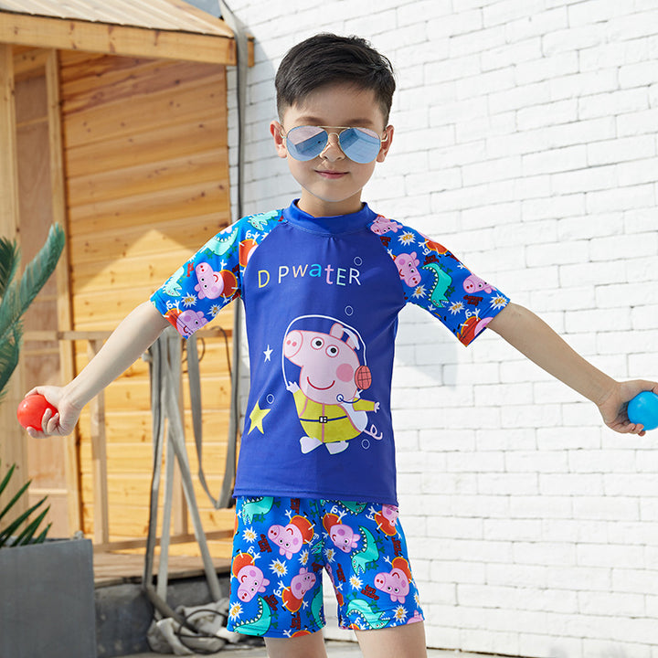 Jungen UV-Schutz Schwimmanzug mit langen Ärmeln und süßem Dinosaurier-Motiv Drune