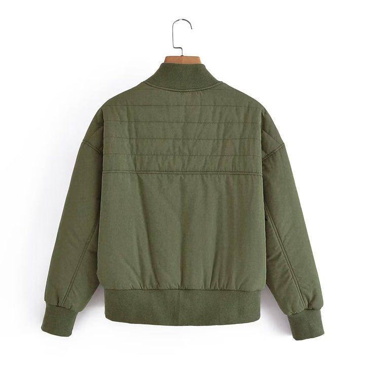 Damen Kurz geschnittene wattierte Blousonjacke mit geripptem Saum Drune