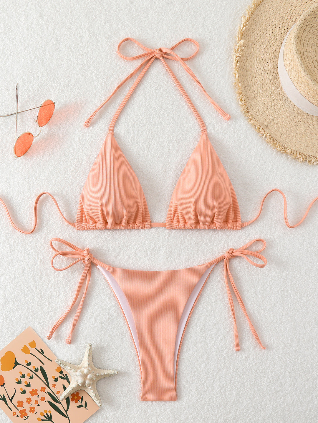 Damen Triangel-Bikini mit verstellbaren Trägern und seitlichen Bindebändern Drune