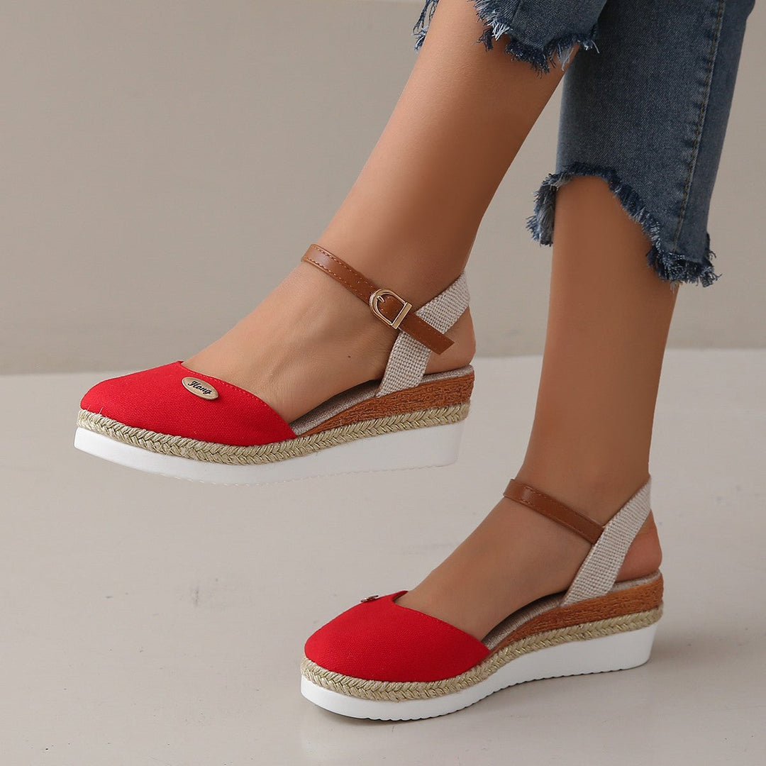 Damen Wedge-Sandalen mit geflochtenem Riemendesign und komfortablem Fußbett Drune