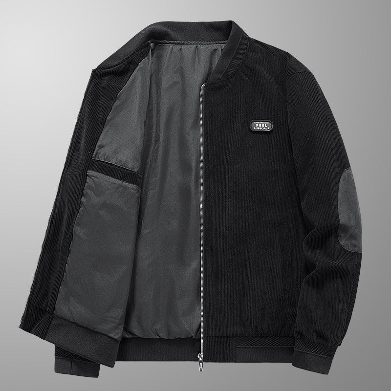 Herren Cord-Blouson im Bomberstil mit Ellbogenpatches und verdeckter Innentasche Drune