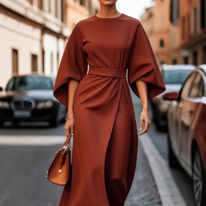 Damen Elegantes Maxikleid mit innovativem Schnitt und voluminösen Ärmeln Drune