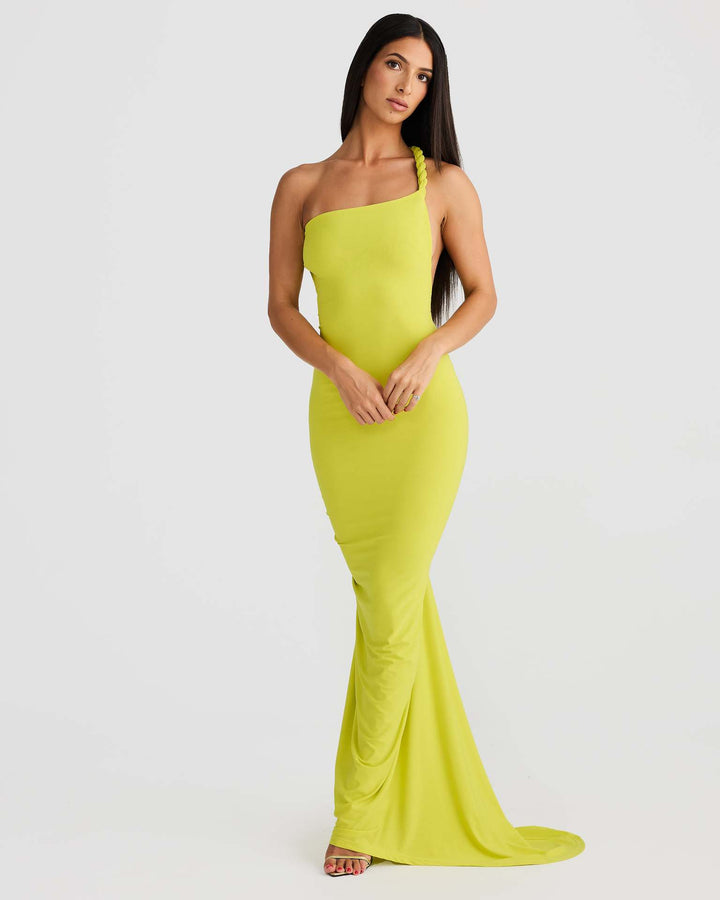 Damen Elegant geschnittenes Abendkleid mit schulterfreiem Design und raffinierten Drapierungen Drune