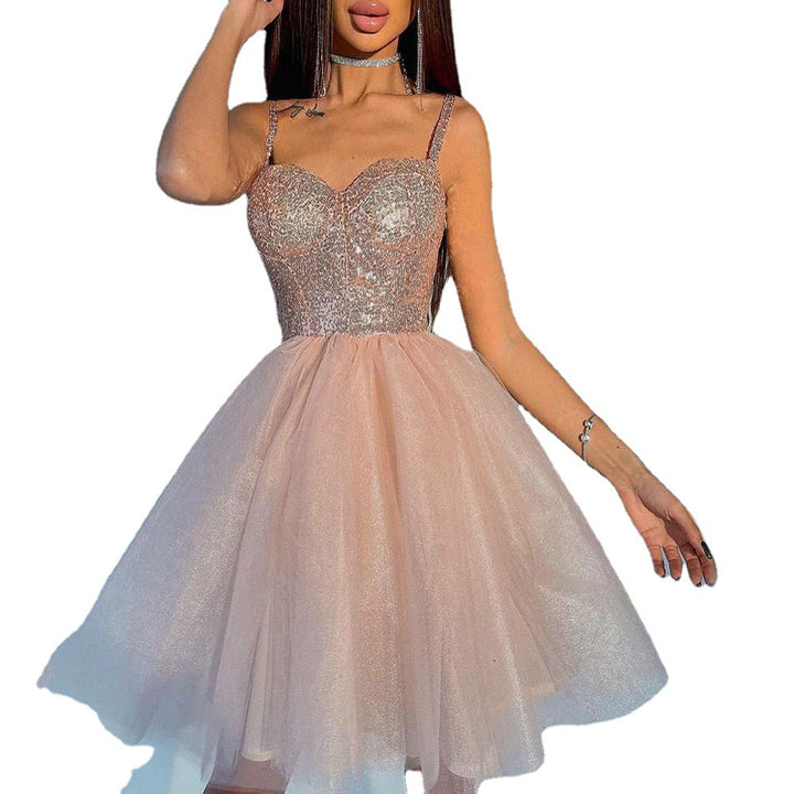 Damen Festliches Tüllkleid mit glitzerndem Oberteil und schwingendem Rock Drune