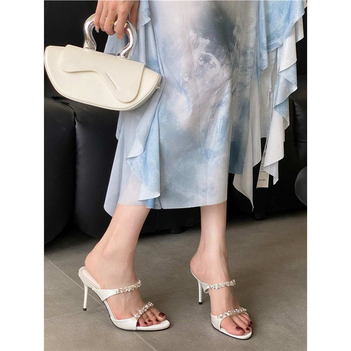 Damen elegante Absatzsandalen mit Strassverzierungen Drune